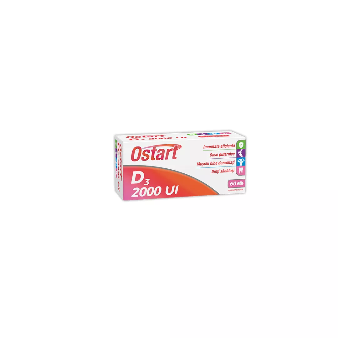 Ostart D3 2000UI, 60 comprimate filmate, Fiterman, [],farmaciabajan.ro