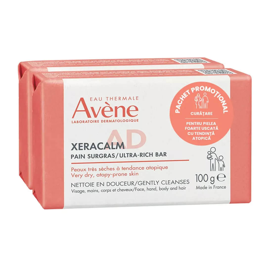 Pachet (1+1): Sapun Xeracalm A.D., 100 g, Avene, [],farmaciabajan.ro