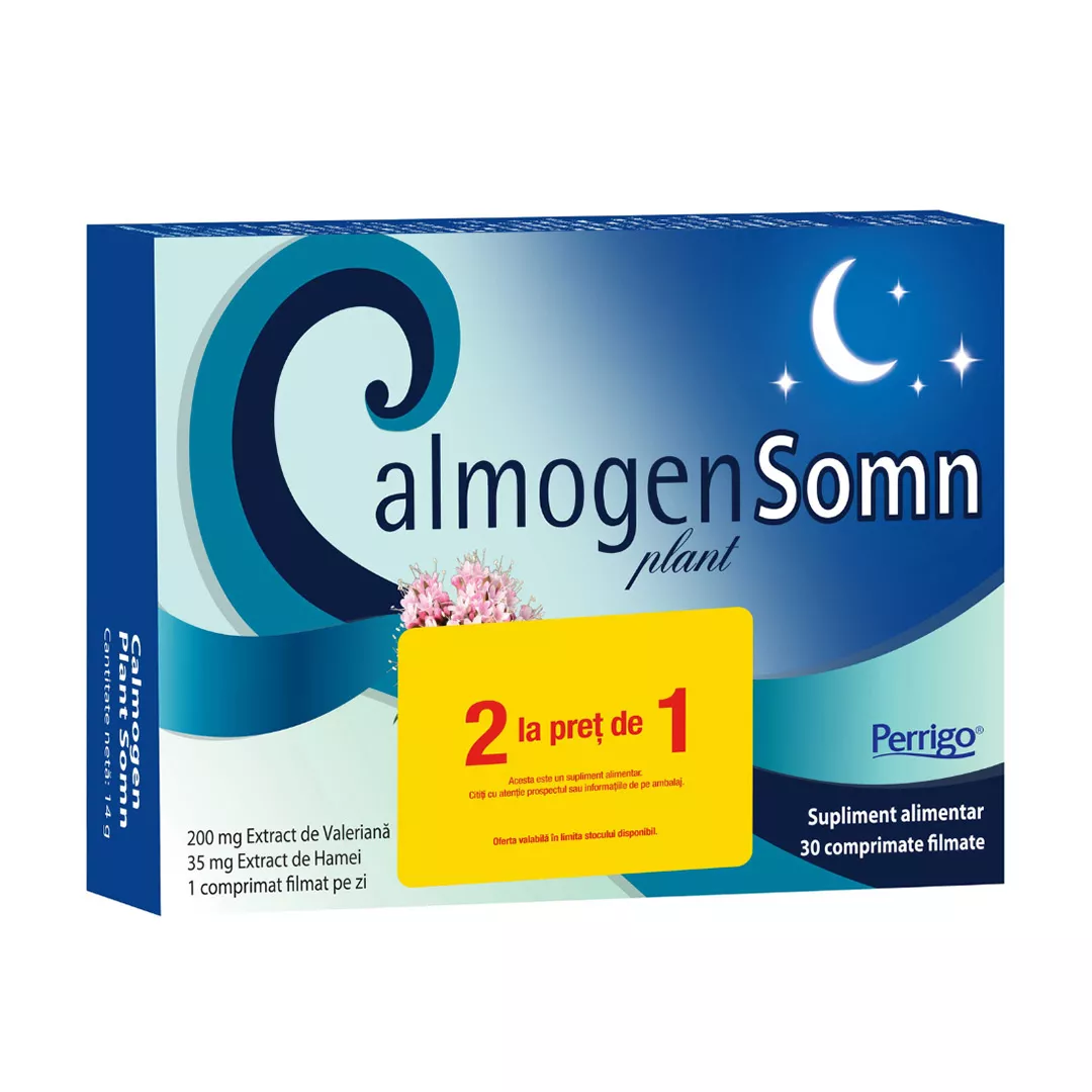 Pachet: Calmogen Plant Somn, 2 la pret de 1, 2 x 30 capsule, Perrigo, [],farmaciabajan.ro