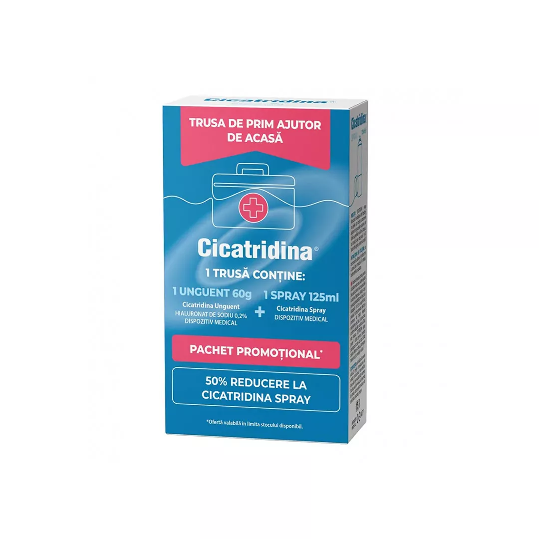 Pachet: Cicatridina Spray, 125 ml + Cicatridina Unguent, 60 g, [],farmaciabajan.ro