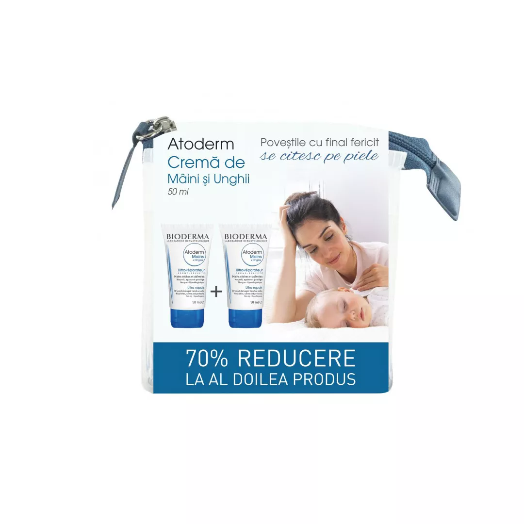 Pachet: Crema de maini si unghii Atoderm,  50 ml, (al 2-lea produs cu -70% Reducere), Bioderma, [],farmaciabajan.ro