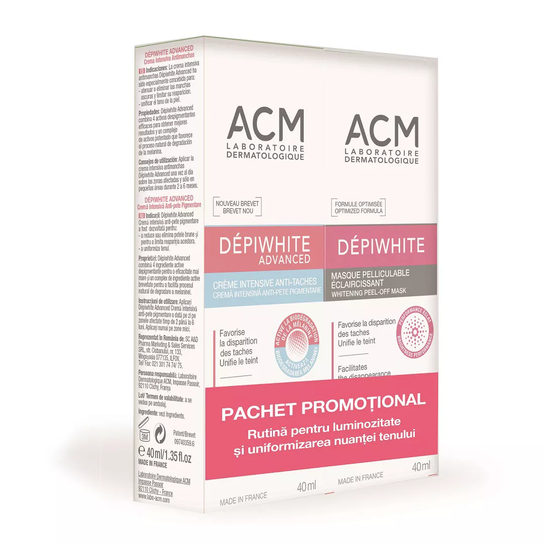 Pachet Depiwhite Advanced Crema 40 ml + Depiwhite Masca 40 ml, Acm, [],farmaciabajan.ro