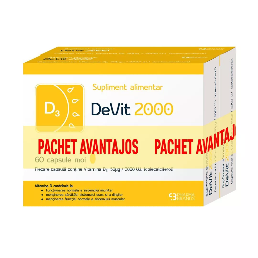 Pachet: DeVit 2000, 60 capsule + 60 capsule, Pharma Brands, [],farmaciabajan.ro