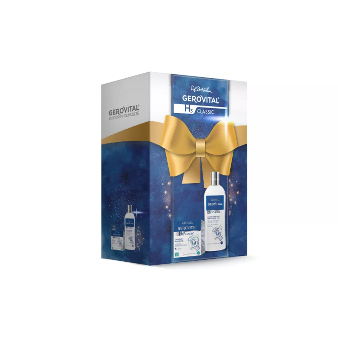 Pachet: Gerovital H3 Classic - Crema Lift Hidratanta de zi 50 ml + Emulsie hidratanta demachianta 2 in 1, 200 ml, [],farmaciabajan.ro