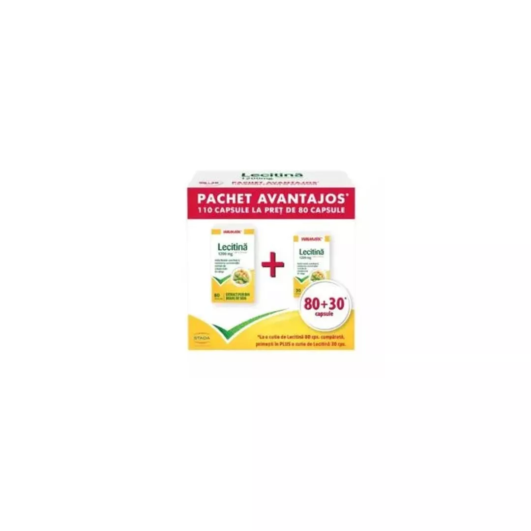 Pachet: Lecitina 1200 mg, 80 capsule + 30 capsule, Walmark, [],farmaciabajan.ro
