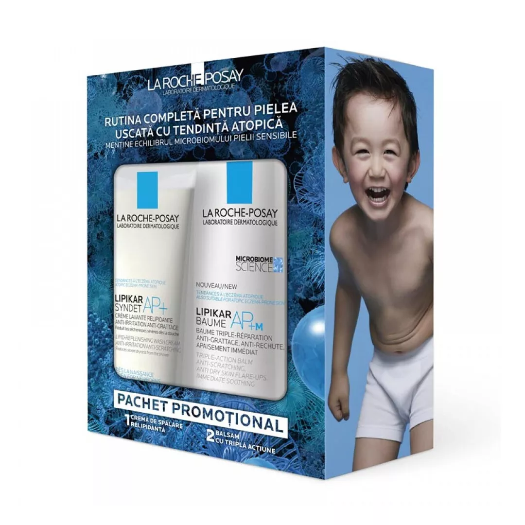 Pachet: Lipikar Syndet AP+, 200 ml + Lipikar Baume AP+M, 400 ml, La Roche Posay, [],farmaciabajan.ro