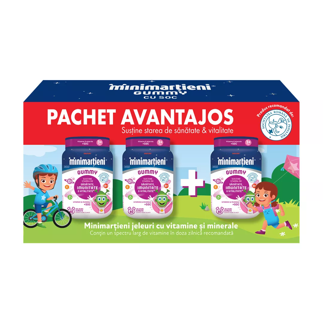 Pachet: Minimartieni Gummy cu soc 2+1, 60 jeleuri, Walmark, [],farmaciabajan.ro