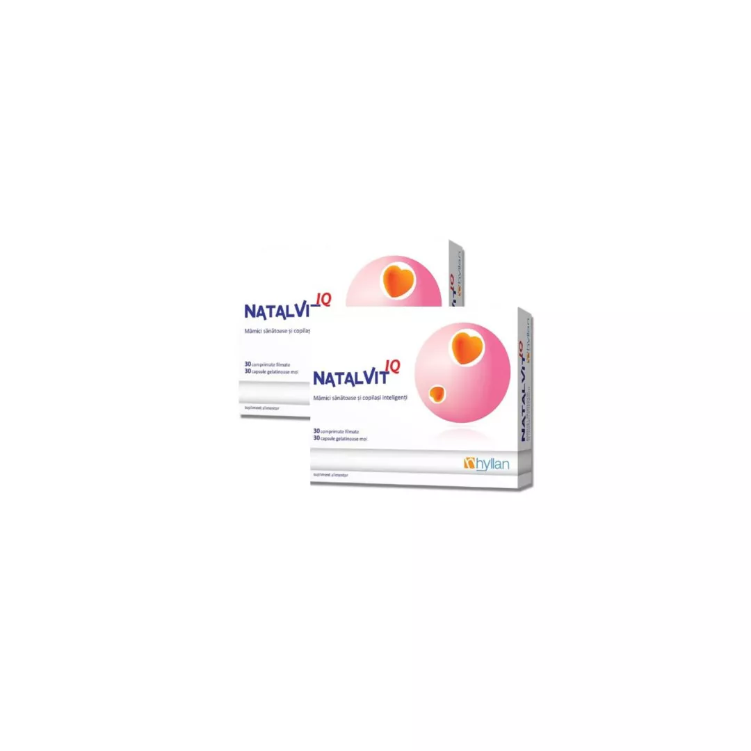 Pachet: Natalvit IQ, 30  + 30 comprimate, Hyllan, [],farmaciabajan.ro
