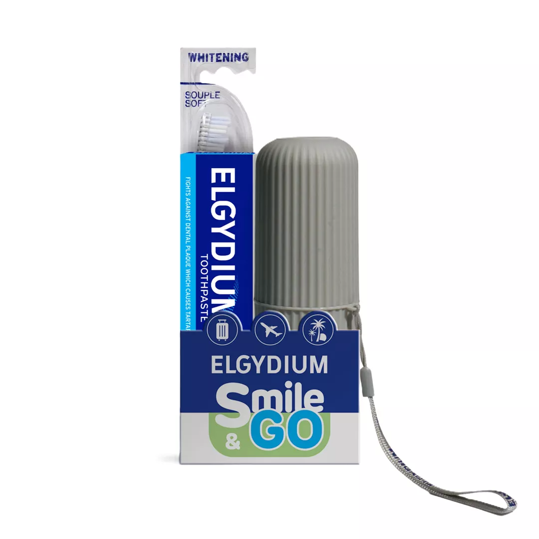Pachet: Pasta de dinti antiplaca 75 ml + Periuta pentru dinti sensibili 1 bucata + Suport din plastic sub forma cilindrica 1 bucata, Elgydium, [],farmaciabajan.ro
