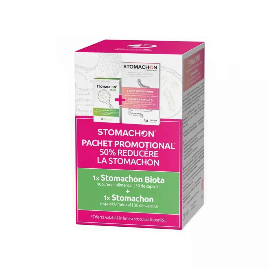 Pachet Promotional: 1 x Stomachon Biota + 1 x Stomachon (cu 50% reducere la Stomachon), [],farmaciabajan.ro