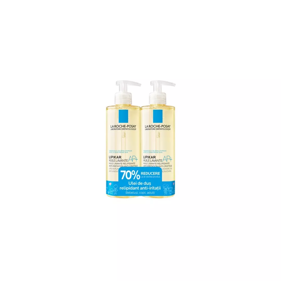 PACHET PROMOTIONAL: La Roche Posay Lipikar AP+, Ulei de spalare relipidant, 2 x 400 ml, [],farmaciabajan.ro