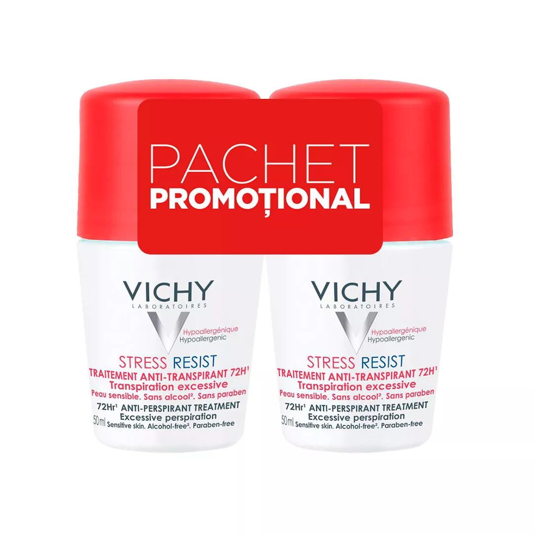 Pachet: Roll-on Stress Resist, eficacitate 72h, 2 x 50ml, Vichy, [],farmaciabajan.ro