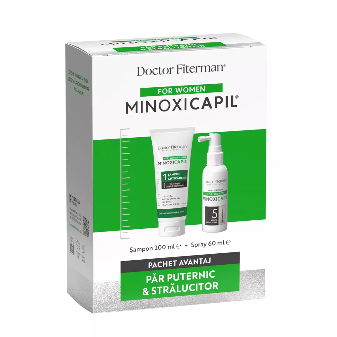 Pachet: Sampon, 200 ml + Women Spray, 60 ml Minoxicapil, Doctor Fiterman, [],farmaciabajan.ro