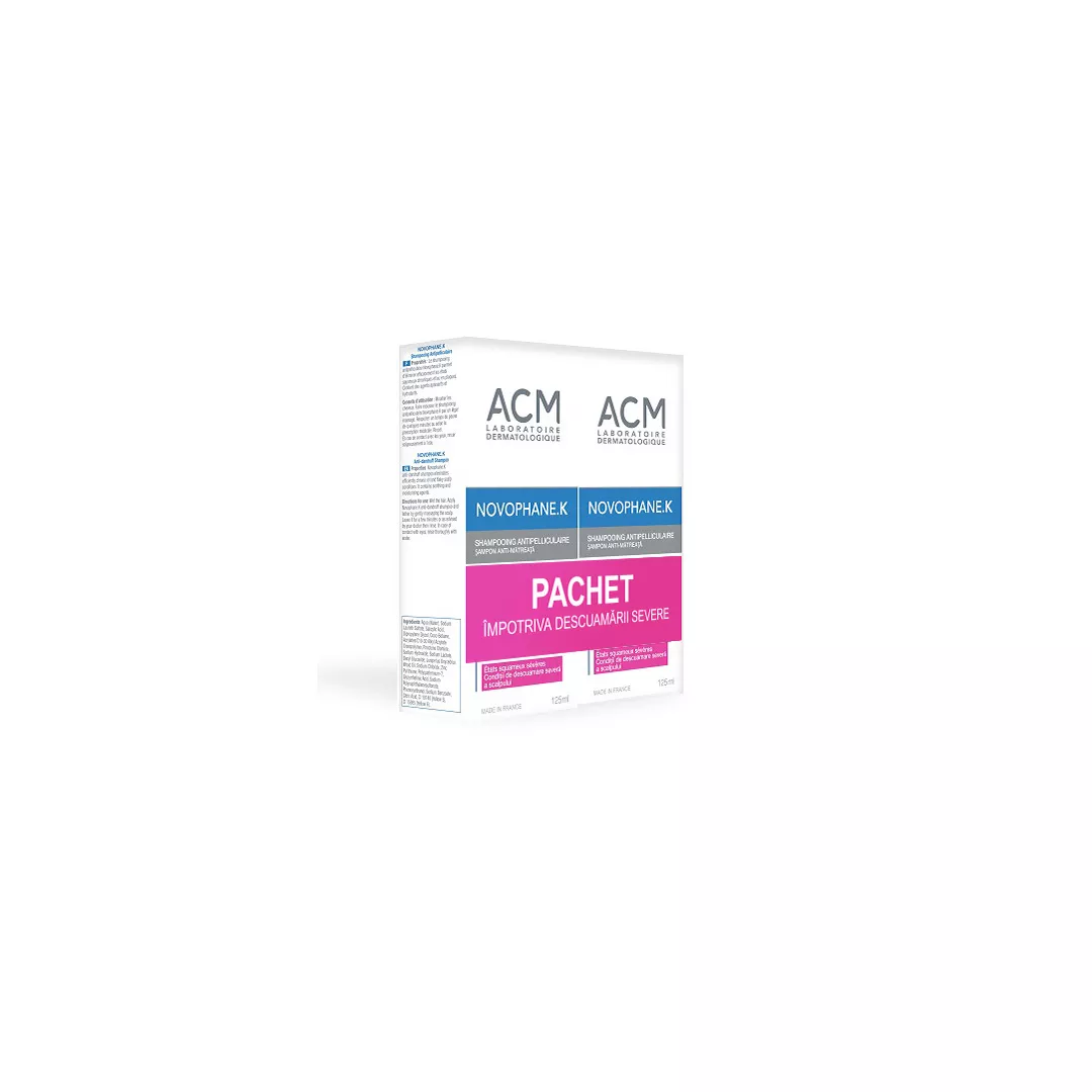 Pachet: sampon antimatreata Novophane K, 125 ml + 125ml, Acm, [],farmaciabajan.ro
