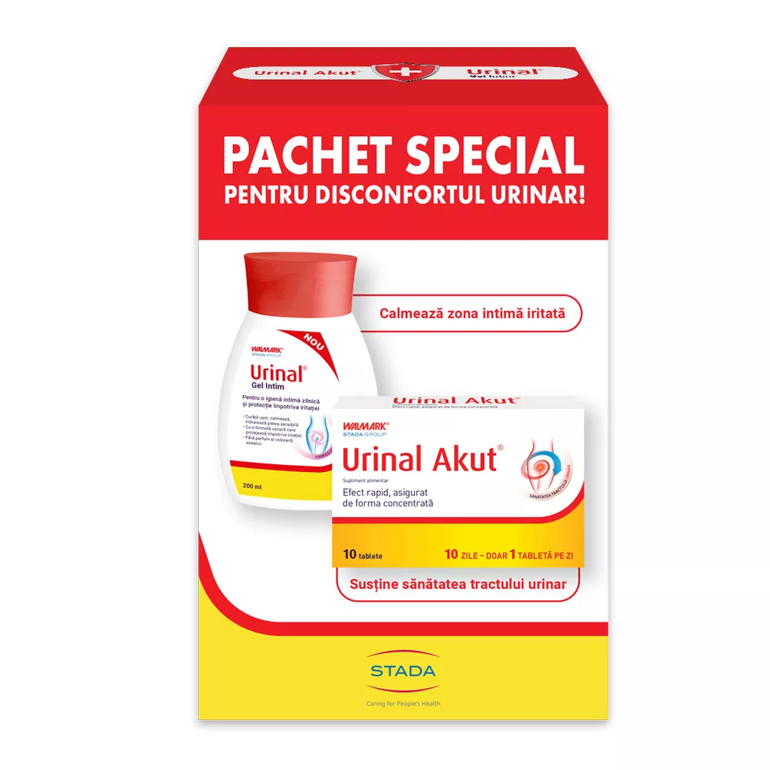 Pachet Urinal gel intim, 200 ml + Urinal akut, 10 capsule, Walmark, [],https:farmaciabajan.ro