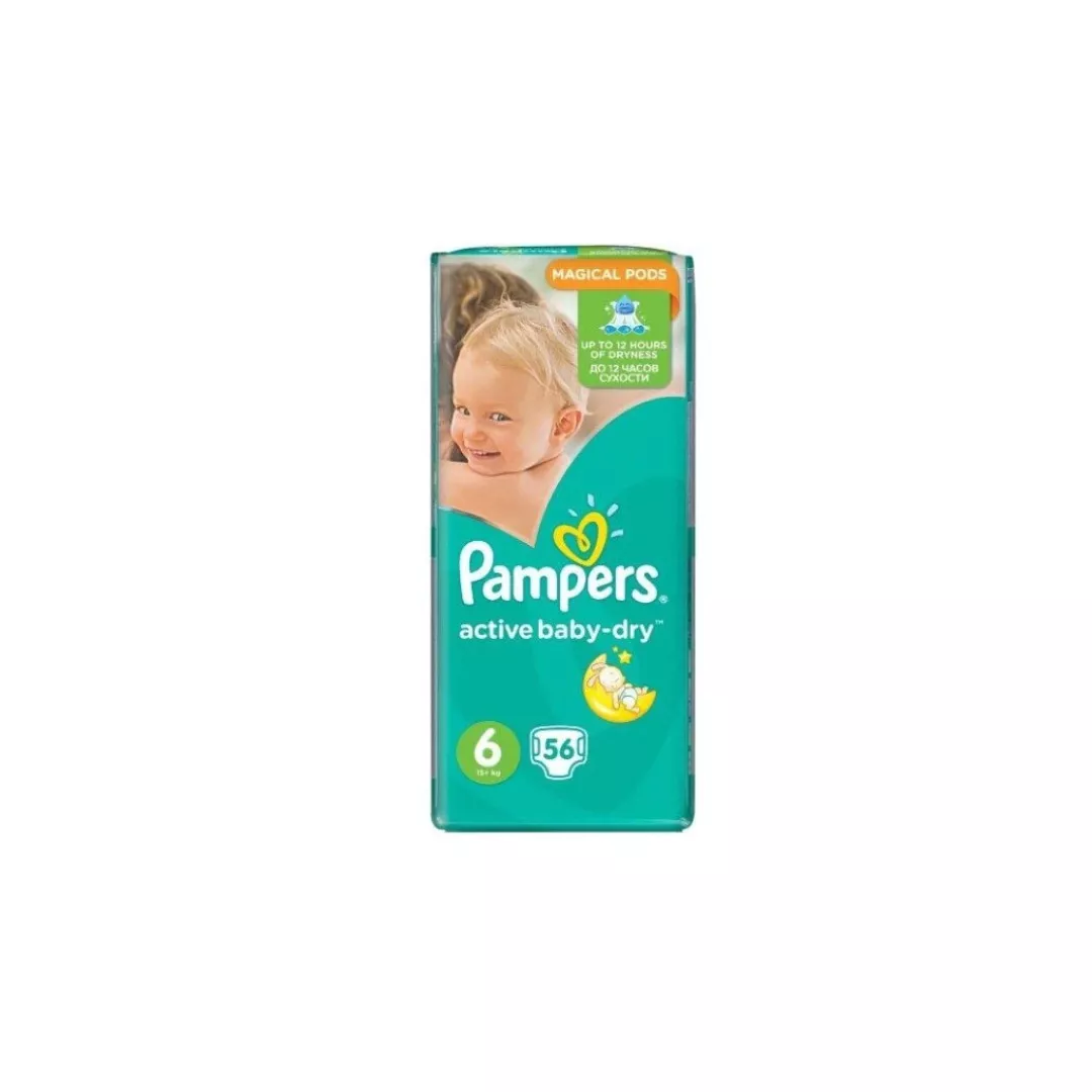 Scutece Pampers Active Baby dry Nr 6 junior+, 15+ kg, Giant pack, 56 bucati, [],https:farmaciabajan.ro