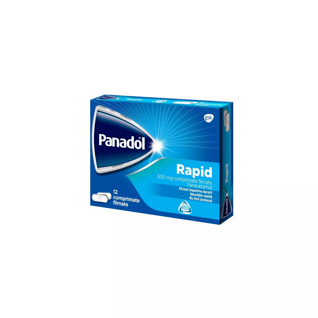 Panadol rapid 500 mg, 12 comprimate, Gsk, [],farmaciabajan.ro