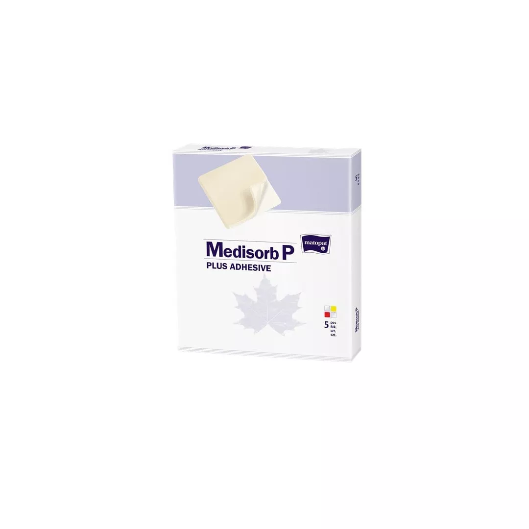 Pansament absorbant, poliuretan, Medisorb P Plus Adhesive, 15 x 15cm, 5 bucati, Matopat, [],farmaciabajan.ro