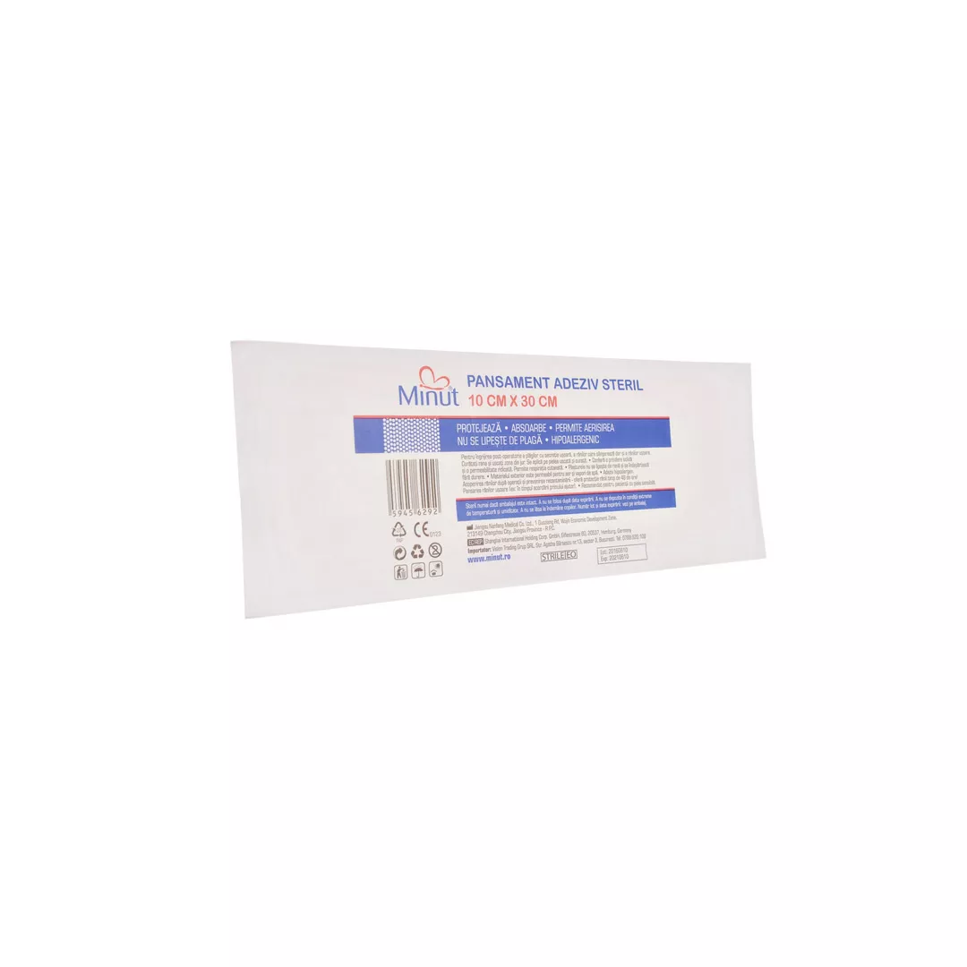 Pansament adeziv steril, 10 cm x 30 cm, Minut, [],farmaciabajan.ro