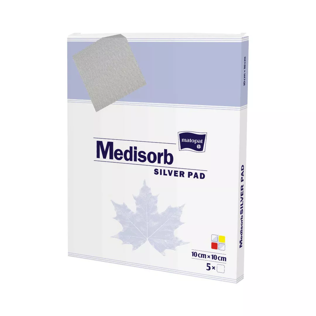Pansament cu argint Medisorb Silver Pad, 10 x 10 cm, 5 bucati, Matopat, [],farmaciabajan.ro