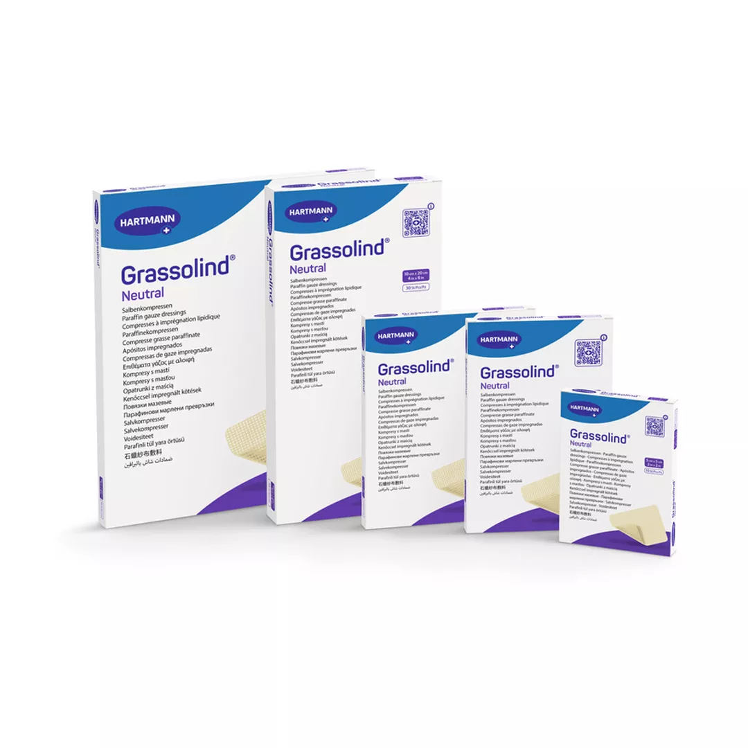 Pansament din plasa cu ochiuri mari, impregnat cu unguent, Grassolind, 7,5 x 10 cm, 1 cutie/10 bucati, Hartmann, [],farmaciabajan.ro