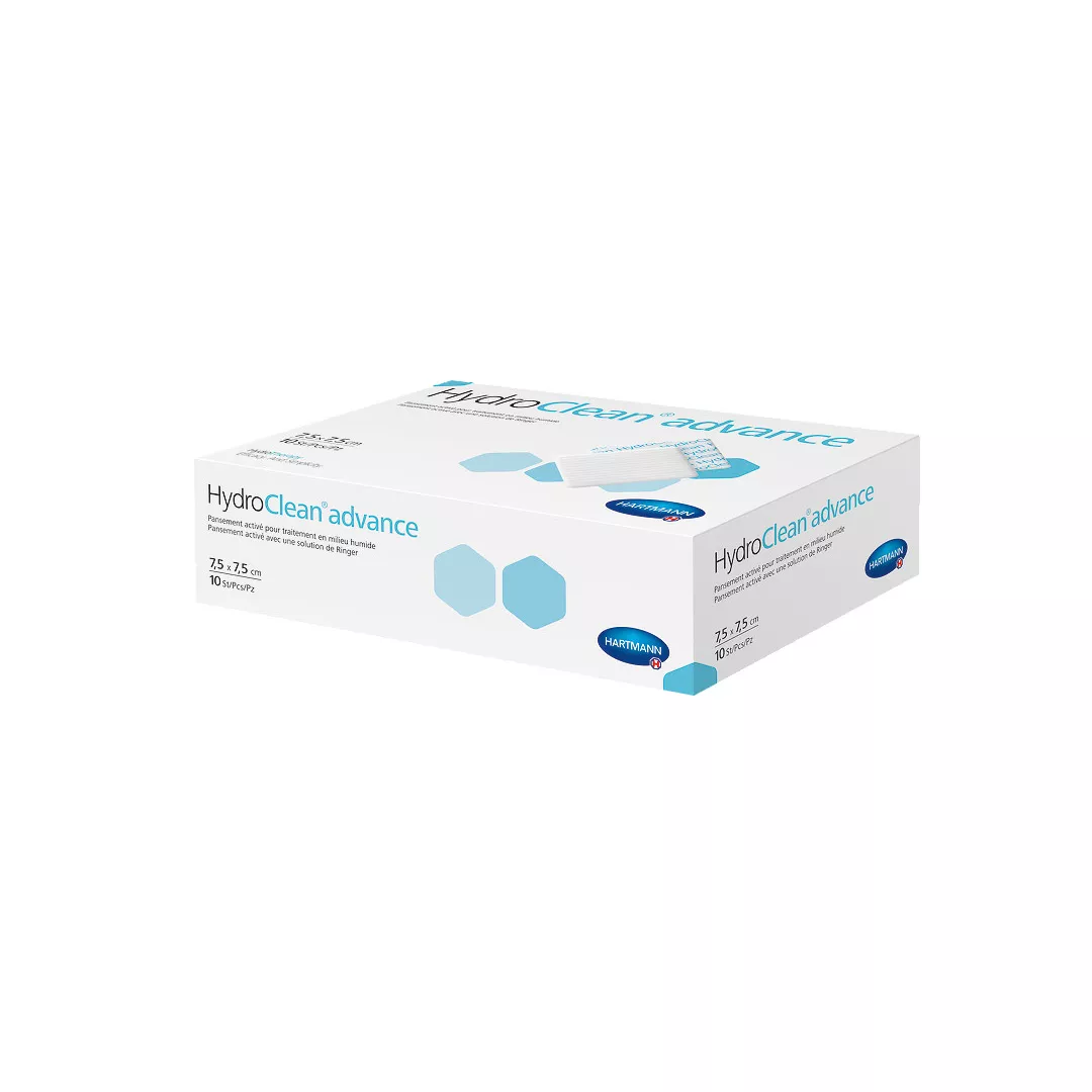 Pansament activat cu solutie Ringer, HydroClean Advance, 7,5 x 7,5 cm, 1 cutie/10 bucati, Hartmann, [],farmaciabajan.ro