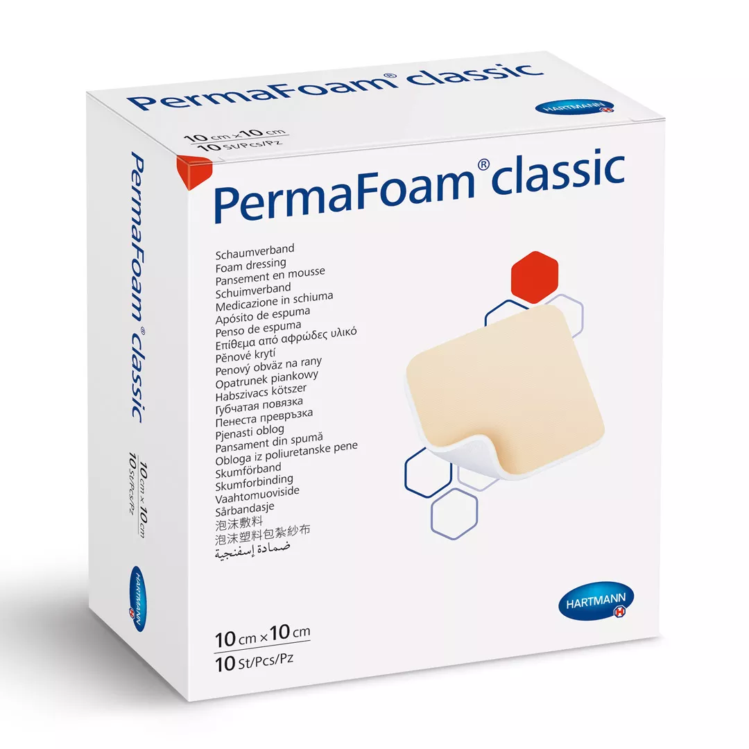 Pansament steril PermaFoam Clasic 10x10 cm, 1cutie/10 bucati, Hartman, [],farmaciabajan.ro