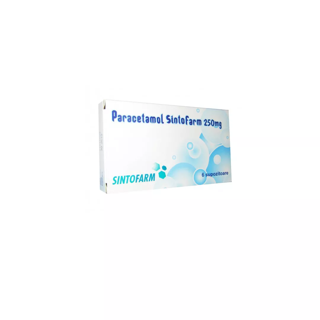 Paracetamol, 250 mg, 6 supozitoare, Sintofarm, [],farmaciabajan.ro