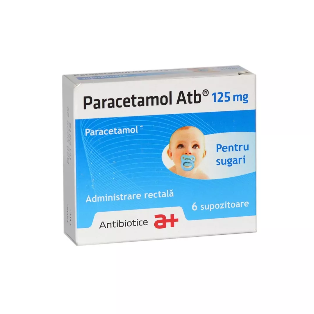 Paracetamol ATB 125 mg, pentru sugari, 6 supozitoare, [],farmaciabajan.ro
