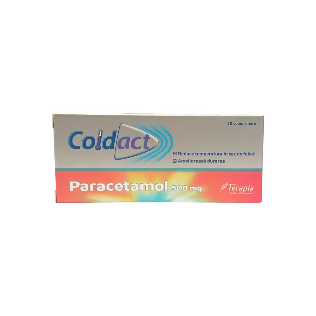 Paracetamol Coldact 500 mg, 20 comprimate, Terapia, [],farmaciabajan.ro
