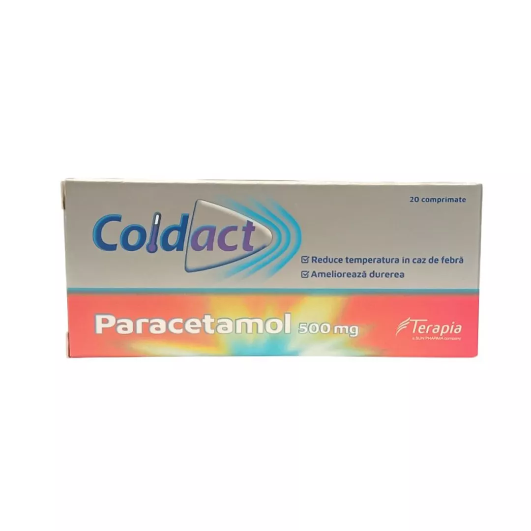 Paracetamol Coldact 500 mg, 20 comprimate, Terapia, [],farmaciabajan.ro