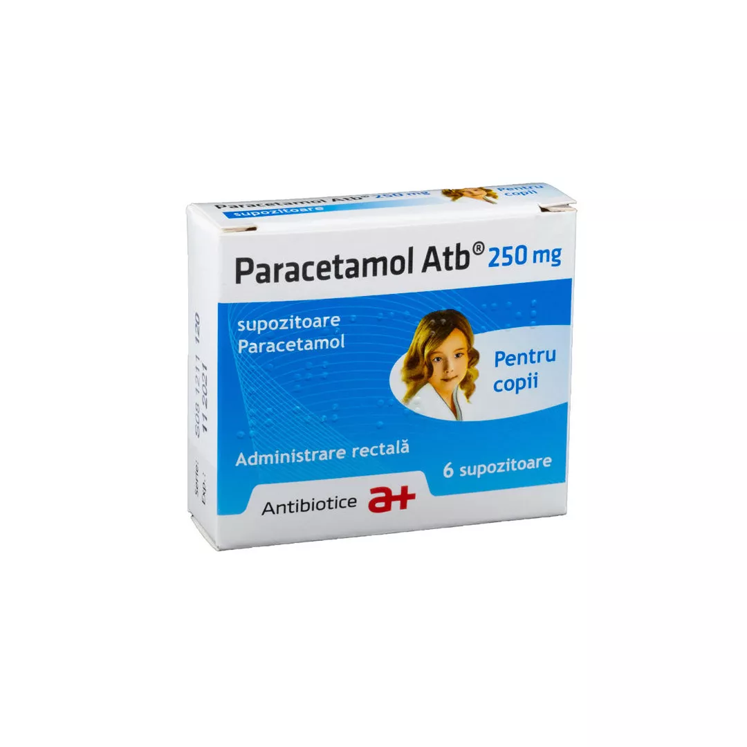 Paracetamol pentru copii 250mg, 6 supozitoare, Antibiotice SA, [],https:farmaciabajan.ro