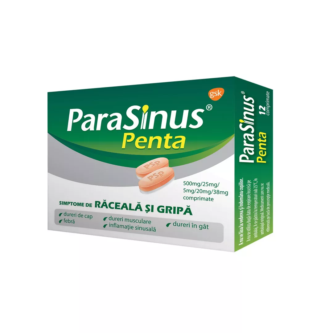 Parasinus Penta, 12 comprimate, Gsk, [],https:farmaciabajan.ro