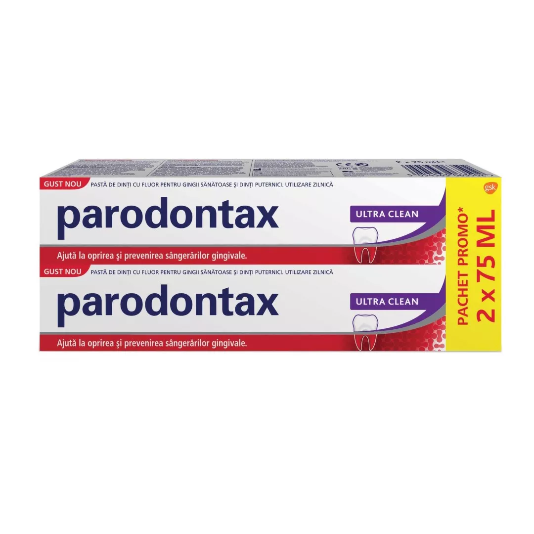Parodontax Pasta de dinti ultra clean, 75 ml, 1+1, Parodontax, [],farmaciabajan.ro