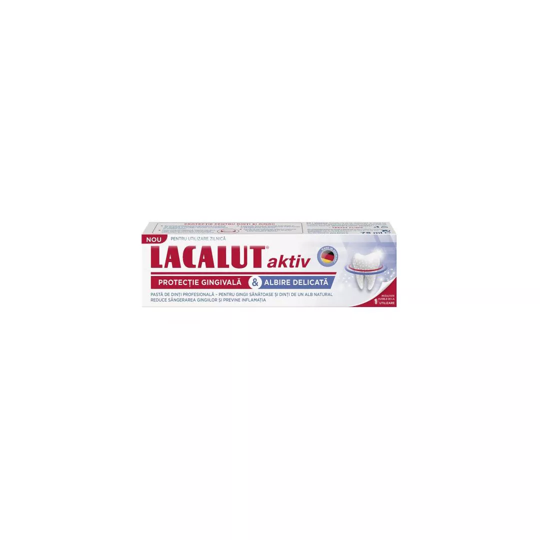 Pasta de dinti Lacalut Aktiv Protectie gingivala si Albire delicata, 75 ml, Theiss Naturwaren, [],farmaciabajan.ro