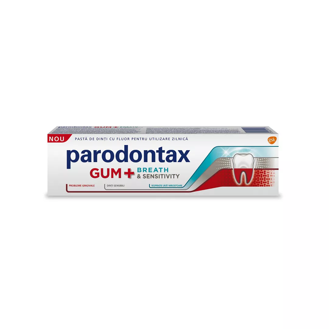 Pasta de dinti Parodontax Gum Breath Sensitivity, 75 ml, Parodontax, [],farmaciabajan.ro