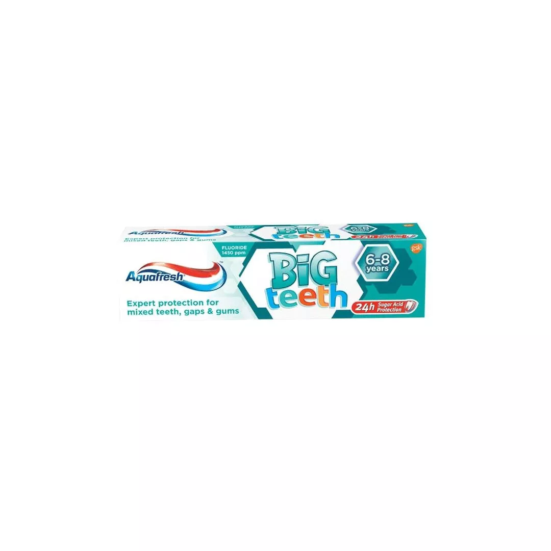 Pasta de dinti pentru copii big teeth, 6-8 ani, 50 ml, Aquafresh, [],farmaciabajan.ro