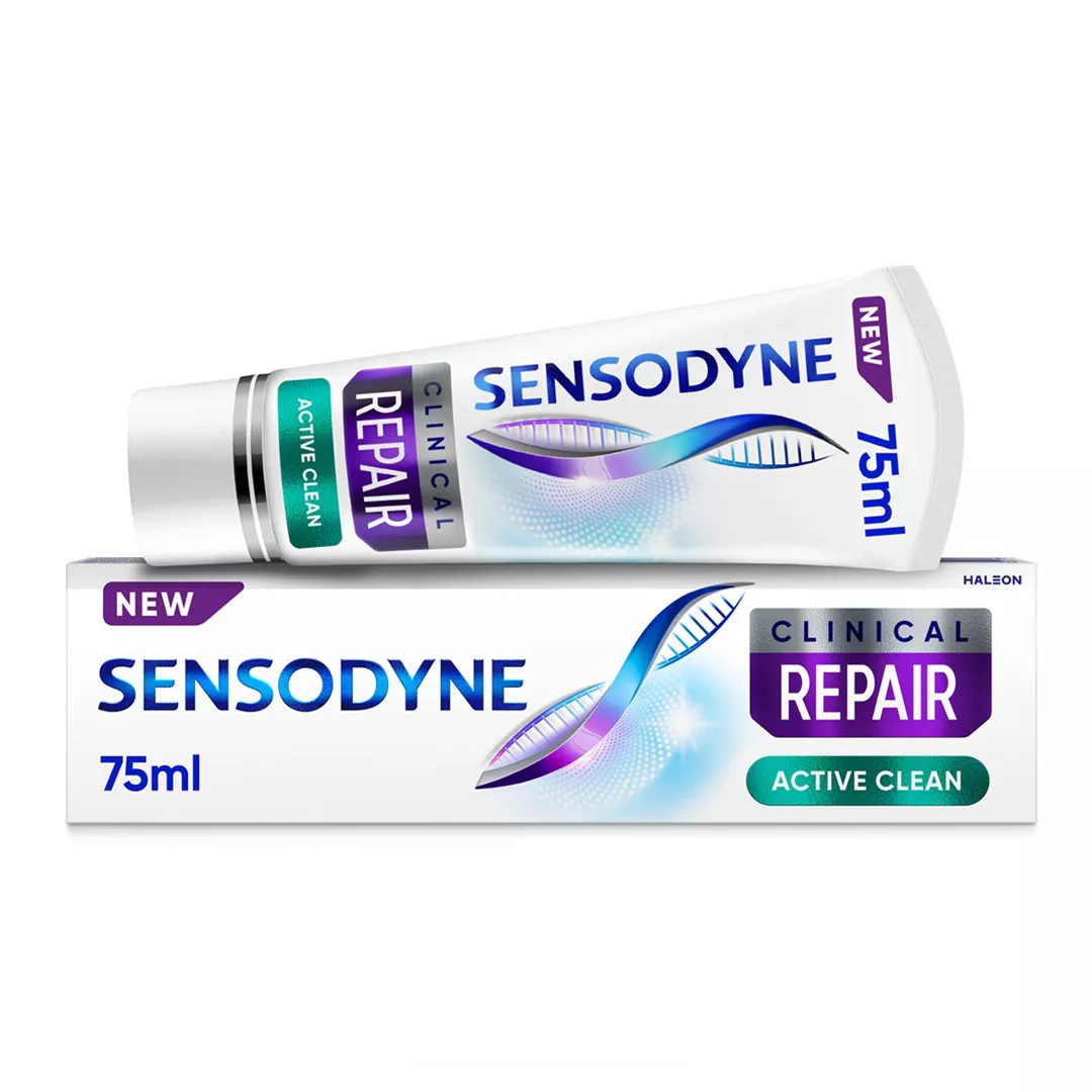 Pasta de dinti pentru sensibilitate dentara Clinical Repair Active Clean, 75 ml, Sensodyne, [],farmaciabajan.ro