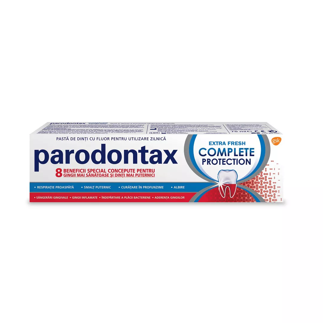 Pasta de dinti Complete Protection Extra Fresh Parodontax, 75 ml, Gsk, [],farmaciabajan.ro