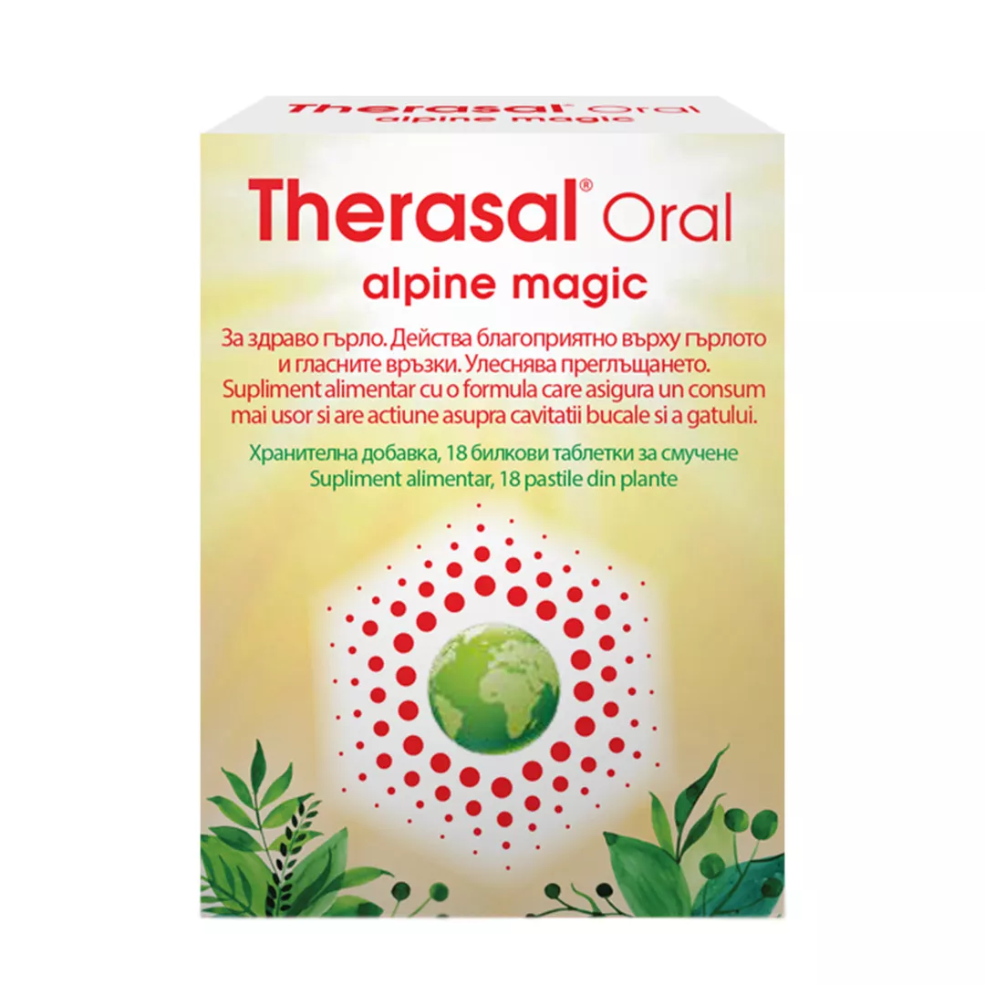 Pastile pentru supt din plante Therasal Oral Alpine Magic, 18 pastile, Vedra, [],farmaciabajan.ro