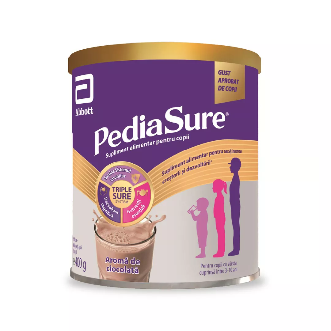 PediaSure cu aroma de ciocolata pulbere, 3-10 ani, 400 g, Abbott, [],farmaciabajan.ro