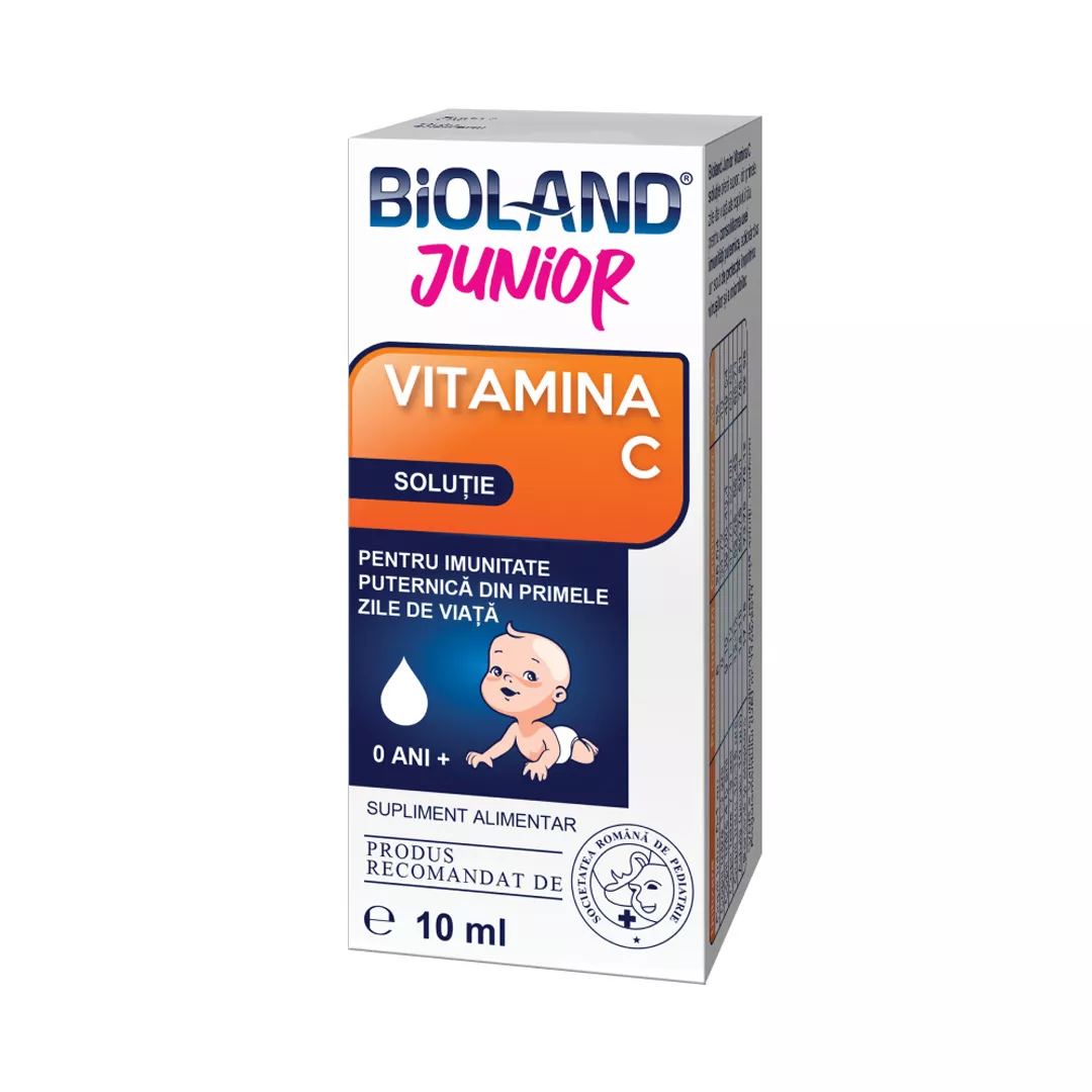 Picaturi solutie orala Vitamina C Bioland Junior, 10 ml, Biofarm, [],https:farmaciabajan.ro