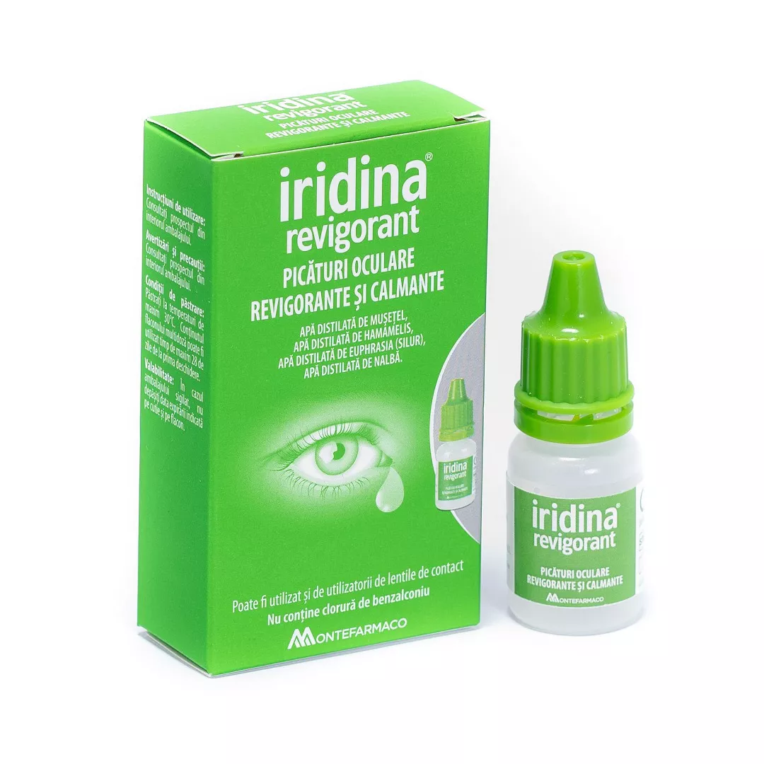 Picaturi solutie sterila de uz oftalmic cu pH fiziologic Iridina Revigorant, 10 ml, Montefarmaco, [],farmaciabajan.ro