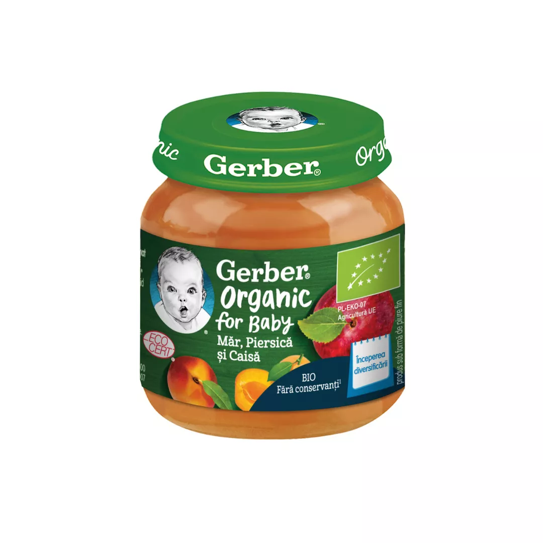 Piure bio din mar, piersica si caisa, 125 g, Gerber, [],farmaciabajan.ro