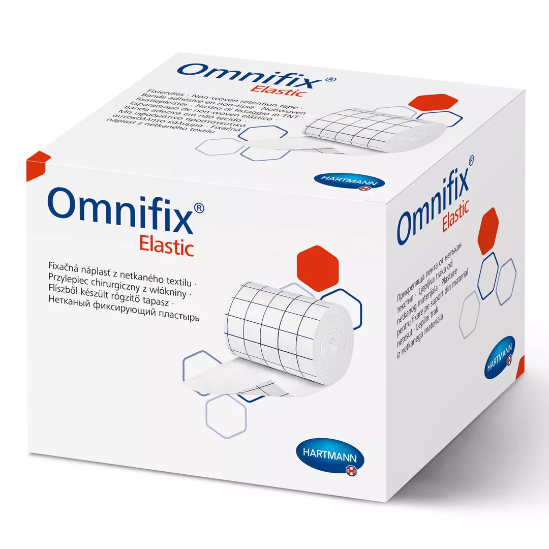 Plasture hipoalergenic autoadeziv, pe suport de material netesut, Omnifix Elastic, 10 cm x 2 m, Hartmann, [],farmaciabajan.ro