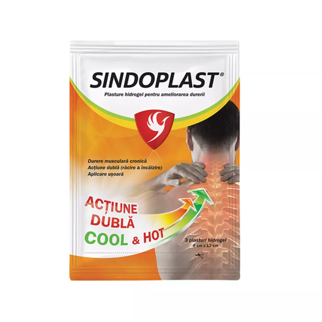 Plasturi cu hidrogel pentru ameliorarea durerii Sindoplast, 3 bucati, Fiterman Pharma, [],farmaciabajan.ro