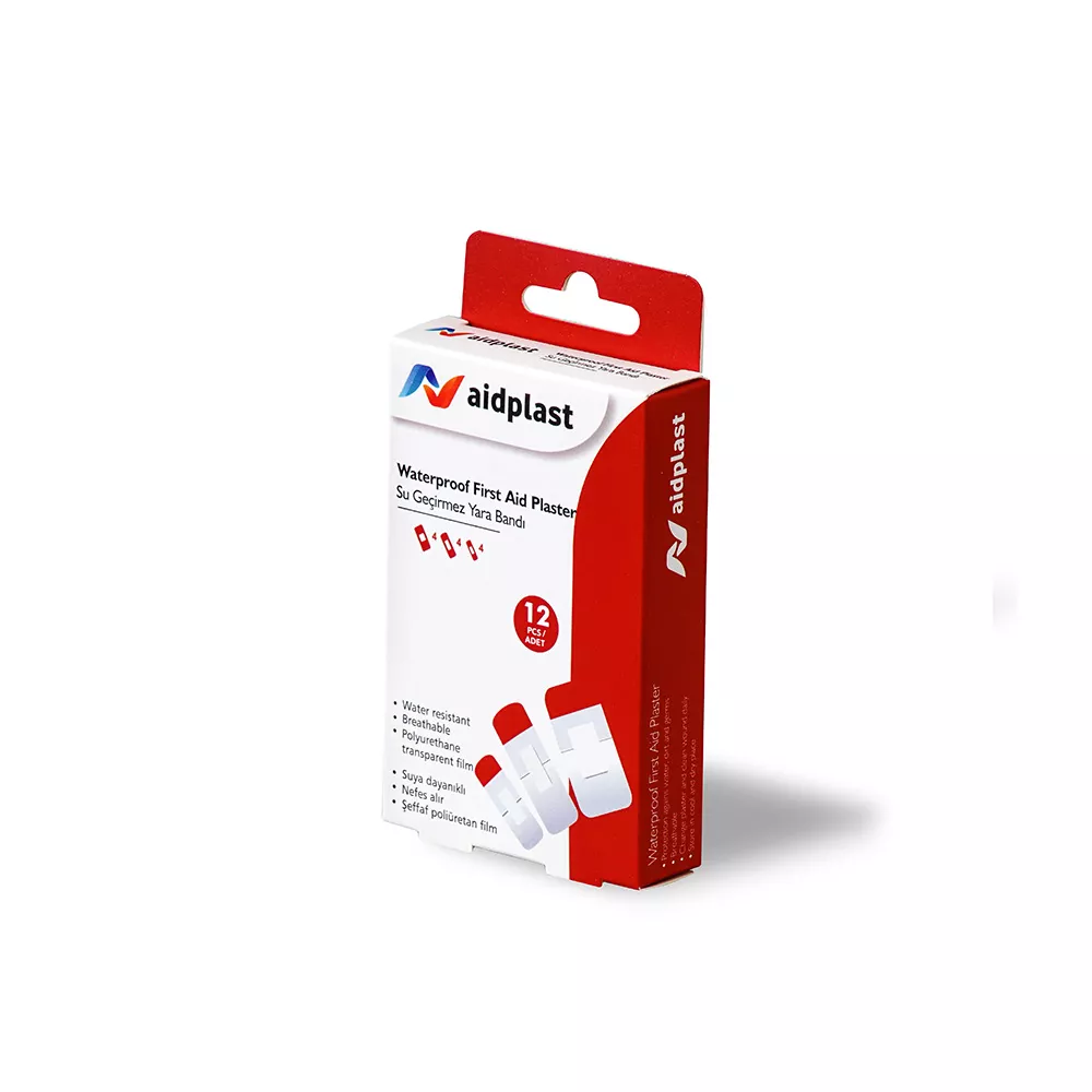 Plasturi de prim ajutor Impermeabili, transparenți 
(3 dimensiuni) 19mmx56mm,25mmx72mm,38mmx72mm - 12 buc/cutie, Aidplast, [],farmaciabajan.ro