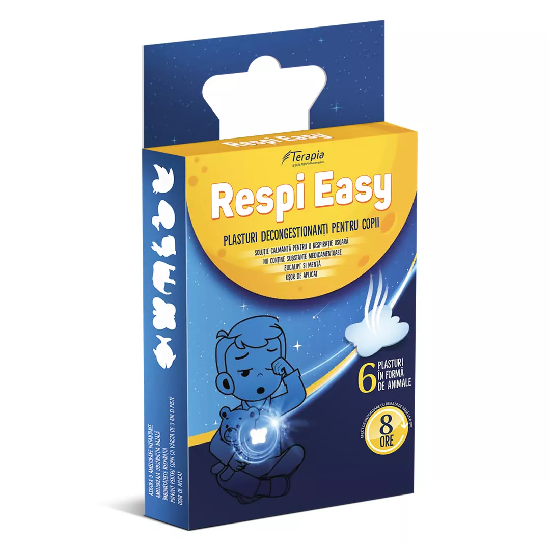 Plasturi decongestionanti pentru copii Respi Easy, 6 bucati, Terapia, [],farmaciabajan.ro