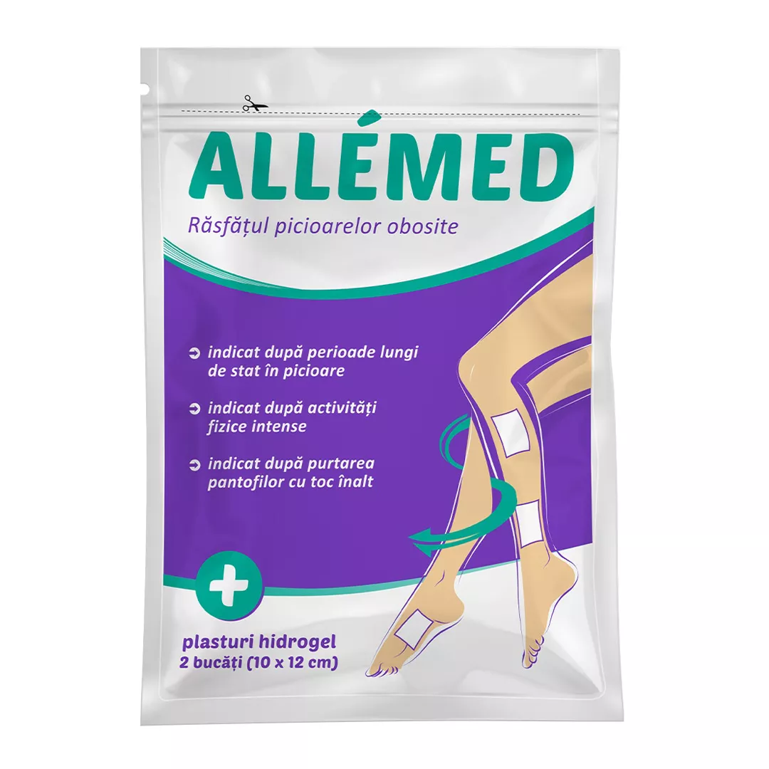 Plasturi hidrogel pentru picioare obosite Allemed, 2 bucati, Labottach, [],farmaciabajan.ro