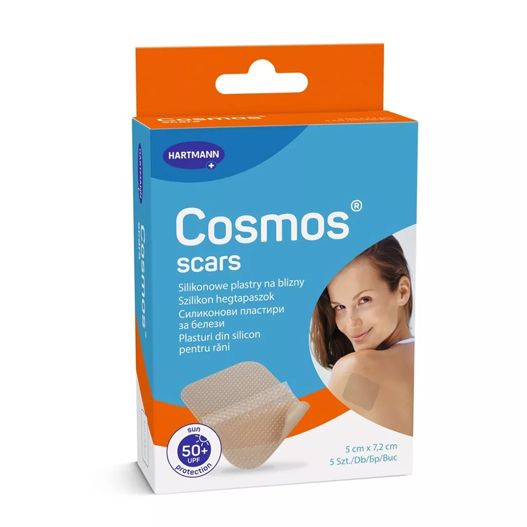 Plasturi pentru ingrijirea cicatricilor Cosmos Scars, 5 cm x 7.2 cm, 5 bucati, Hartmann, [],farmaciabajan.ro